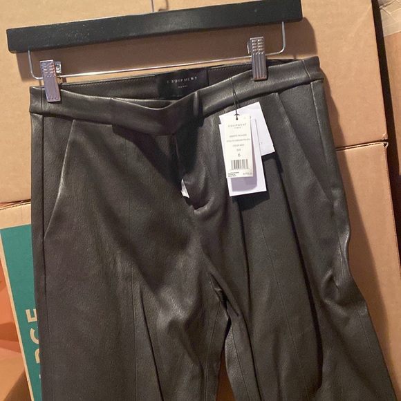 NWT Equipment Merlot Leather Trouser